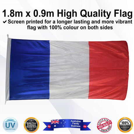 FRANCE Blue 1.8m x 0.9m Medium Rectangle Flag - Image 3