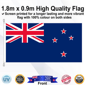 NEW ZEALAND Blue 1.8m x 0.9m Medium Rectangle Flag - Front