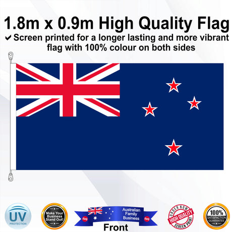 NEW ZEALAND Blue 1.8m x 0.9m Medium Rectangle Flag - Front