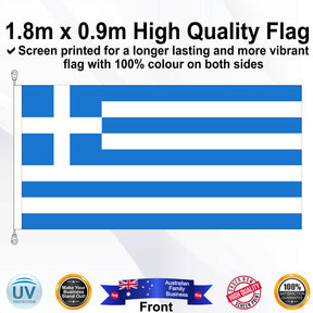 GREECE Blue 1.8m x 0.9m Medium Rectangle Flag - Front