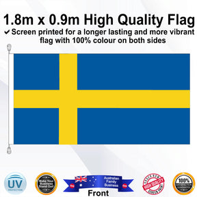 SWEDEN Blue 1.8m x 0.9m Medium Rectangle Flag - Front