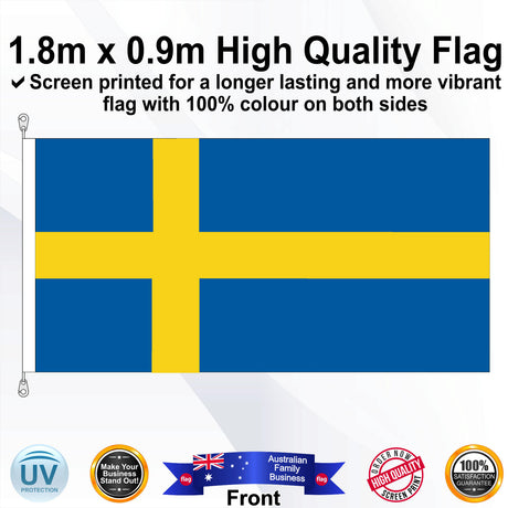 SWEDEN Blue 1.8m x 0.9m Medium Rectangle Flag - Front