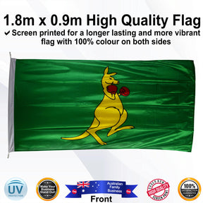 BOXING KANGAROO Green 1.8m x 0.9m Medium Rectangle Flag - Front
