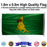 BOXING KANGAROO Green 1.8m x 0.9m Medium Rectangle Flag - Rear