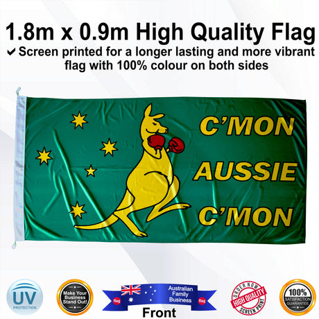 CMON AUSSIE CMON Green 1.8m x 0.9m Medium Rectangle Flag - Front