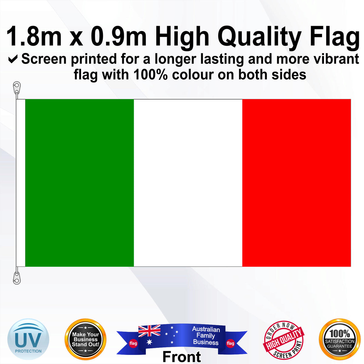 ITALY Red 1.8m x 0.9m Medium Rectangle Flag - Front