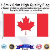 CANADA Red 1.8m x 0.9m Medium Rectangle Flag - Front