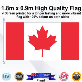 CANADA Red 1.8m x 0.9m Medium Rectangle Flag - Front