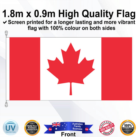 CANADA Red 1.8m x 0.9m Medium Rectangle Flag - Front