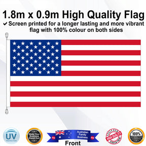 USA Red 1.8m x 0.9m Medium Rectangle Flag - Front