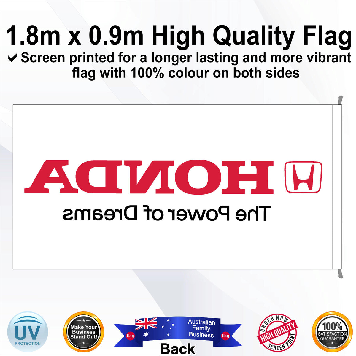 Honda The Power of Dreams Rectangle Flag - Rear