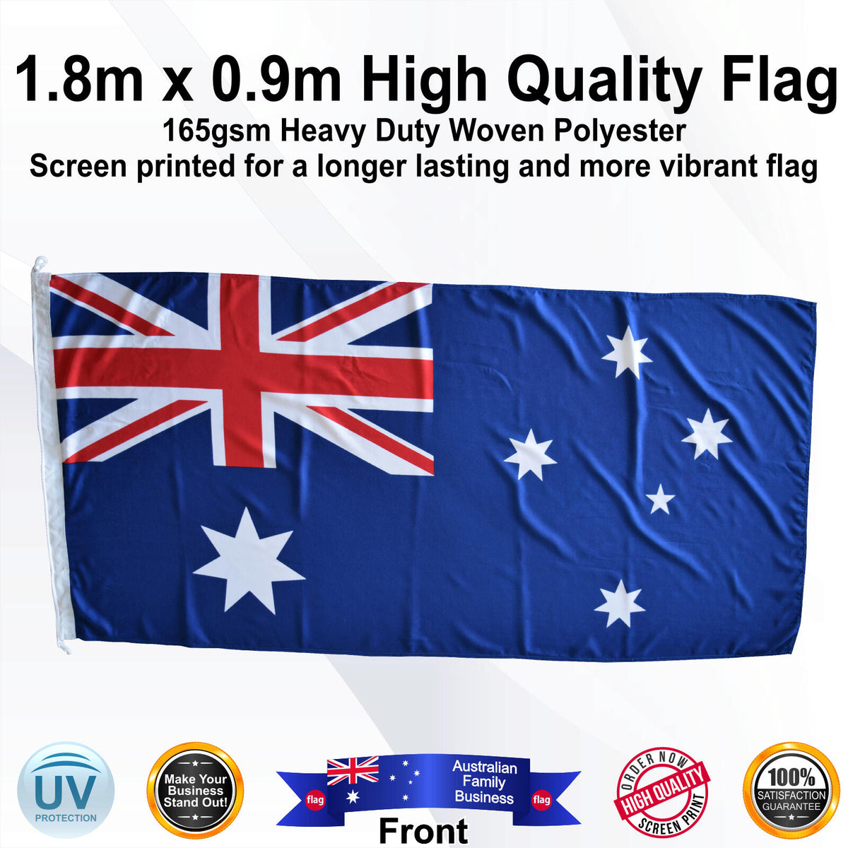 AUSTRALIAN Blue 1.8m x 0.9m Medium Rectangle Flag - Front