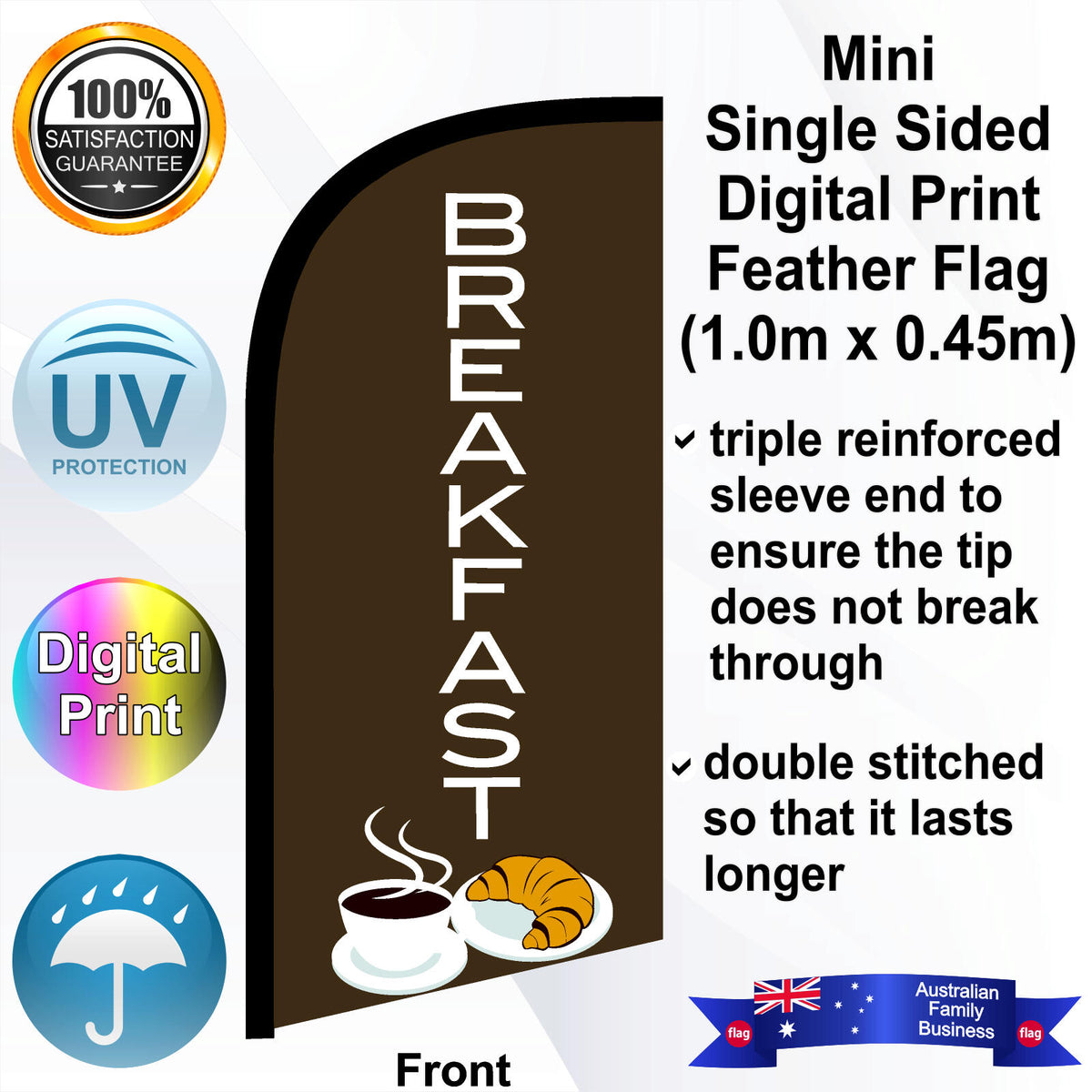 BREAKFAST Feather Flag - Front