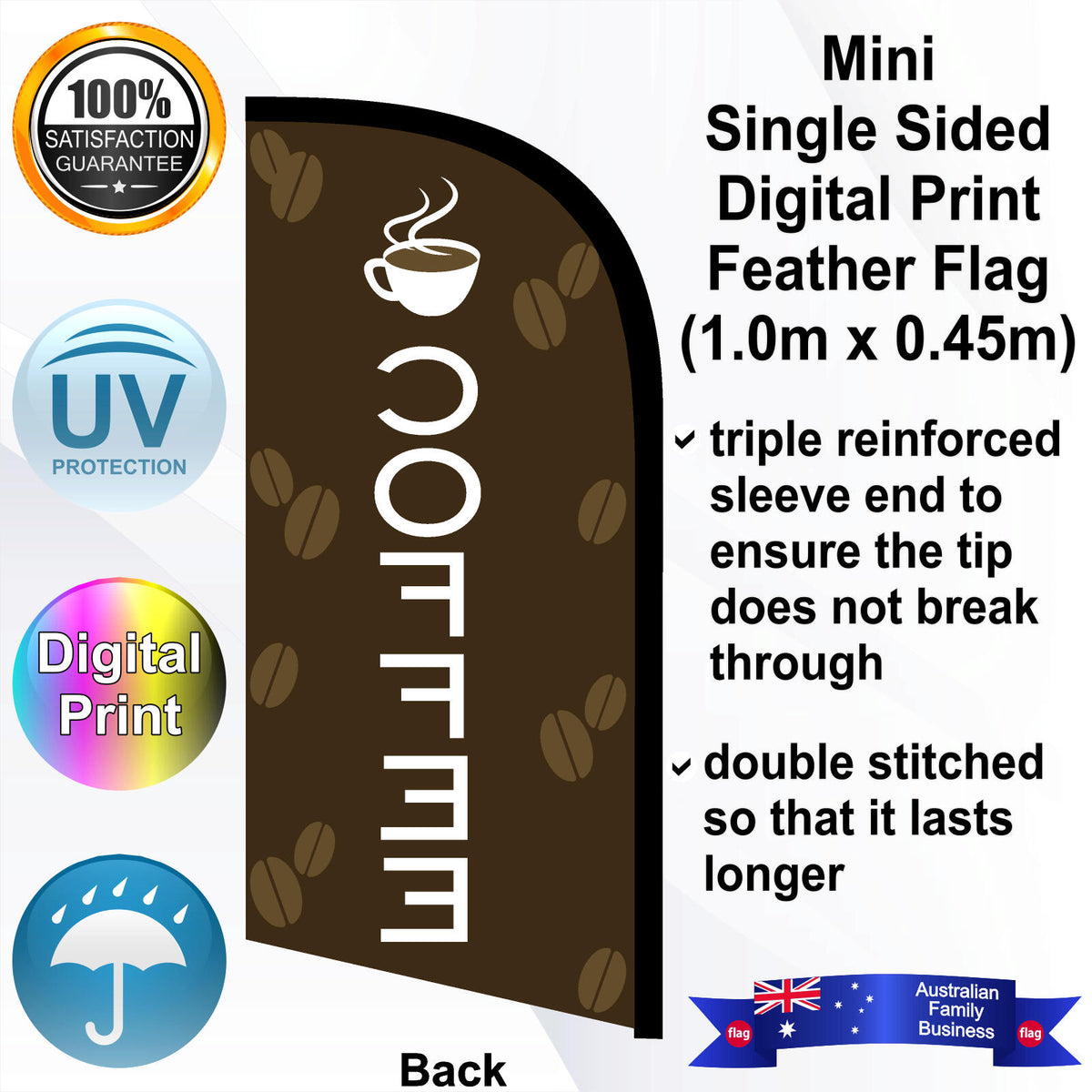 COFFEE Feather Flag - Rear