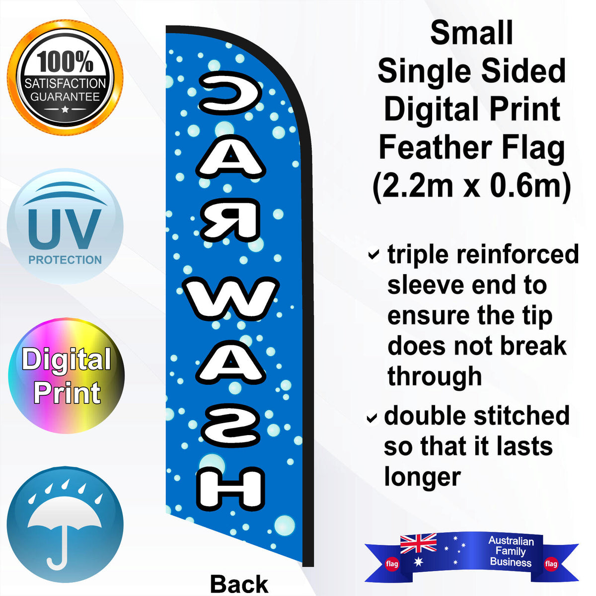 CAR WASH Feather Flag - Rear