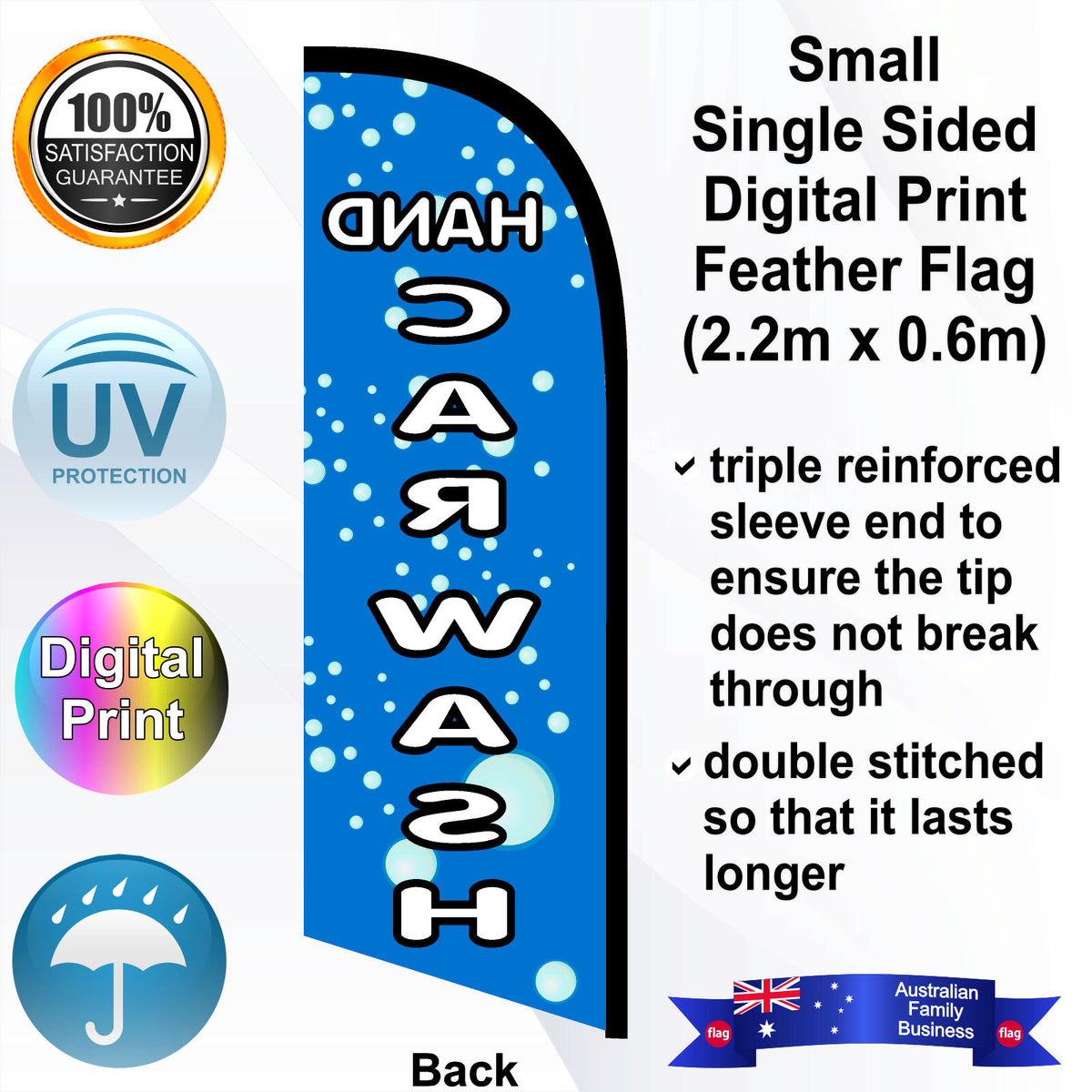 HAND CAR WASH Feather Flag - Rear
