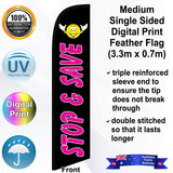 STOP & SAVE Feather Flag - Front