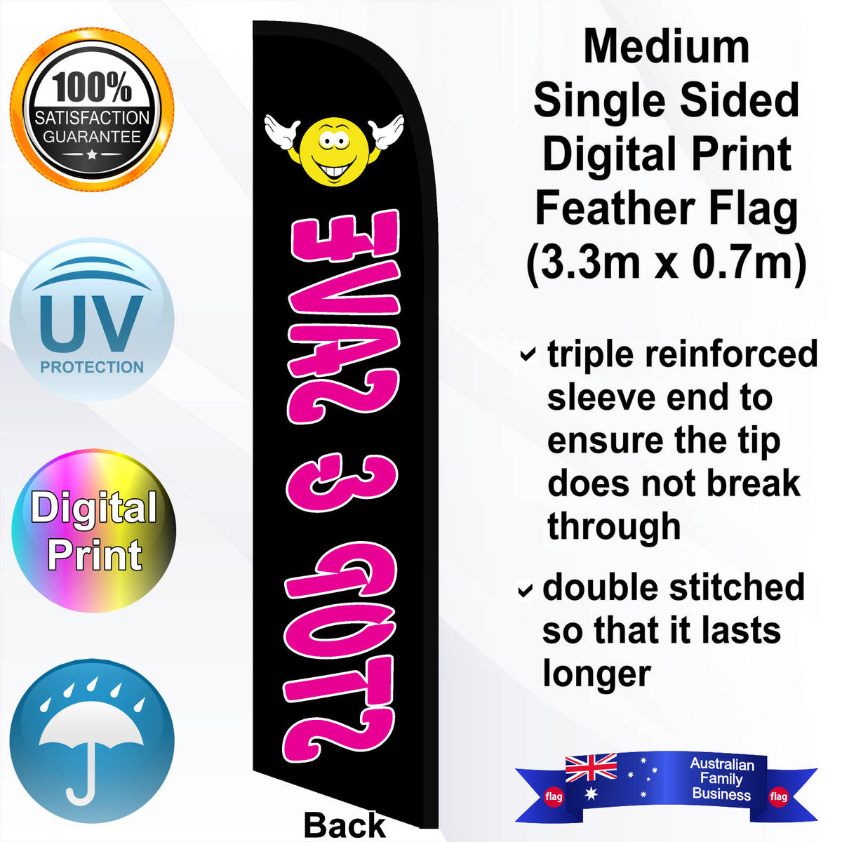 STOP & SAVE Feather Flag - Rear
