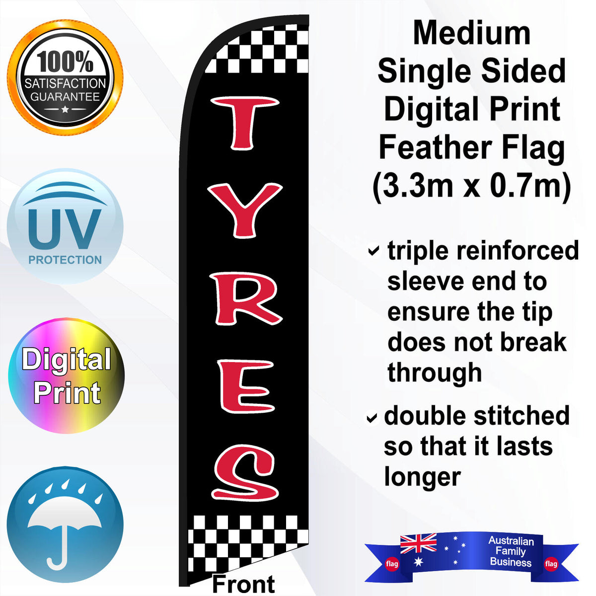 TYRES Feather Flag - Front