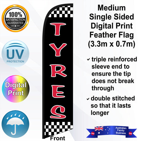 TYRES Feather Flag - Front