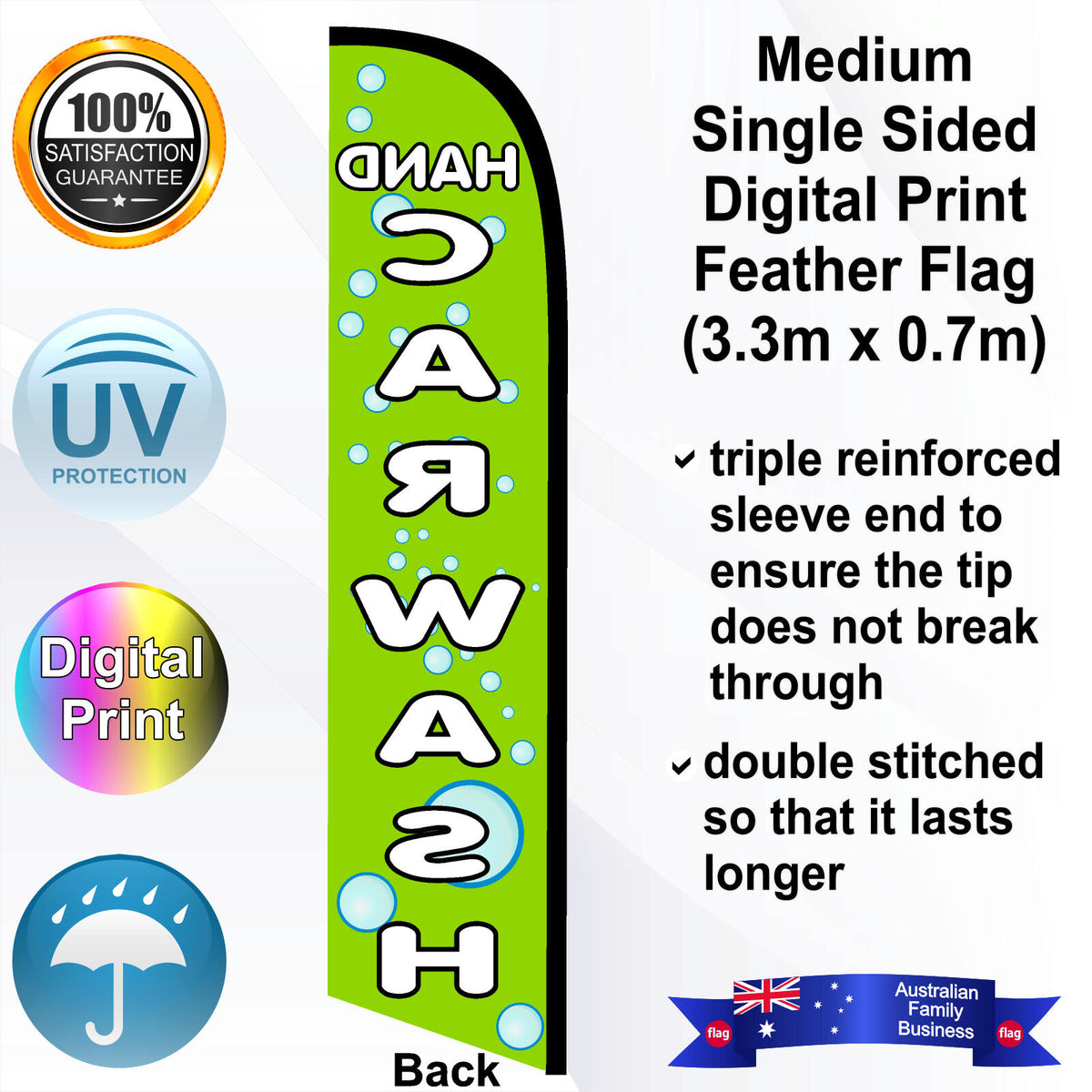 HAND CAR WASH Feather Flag - Rear