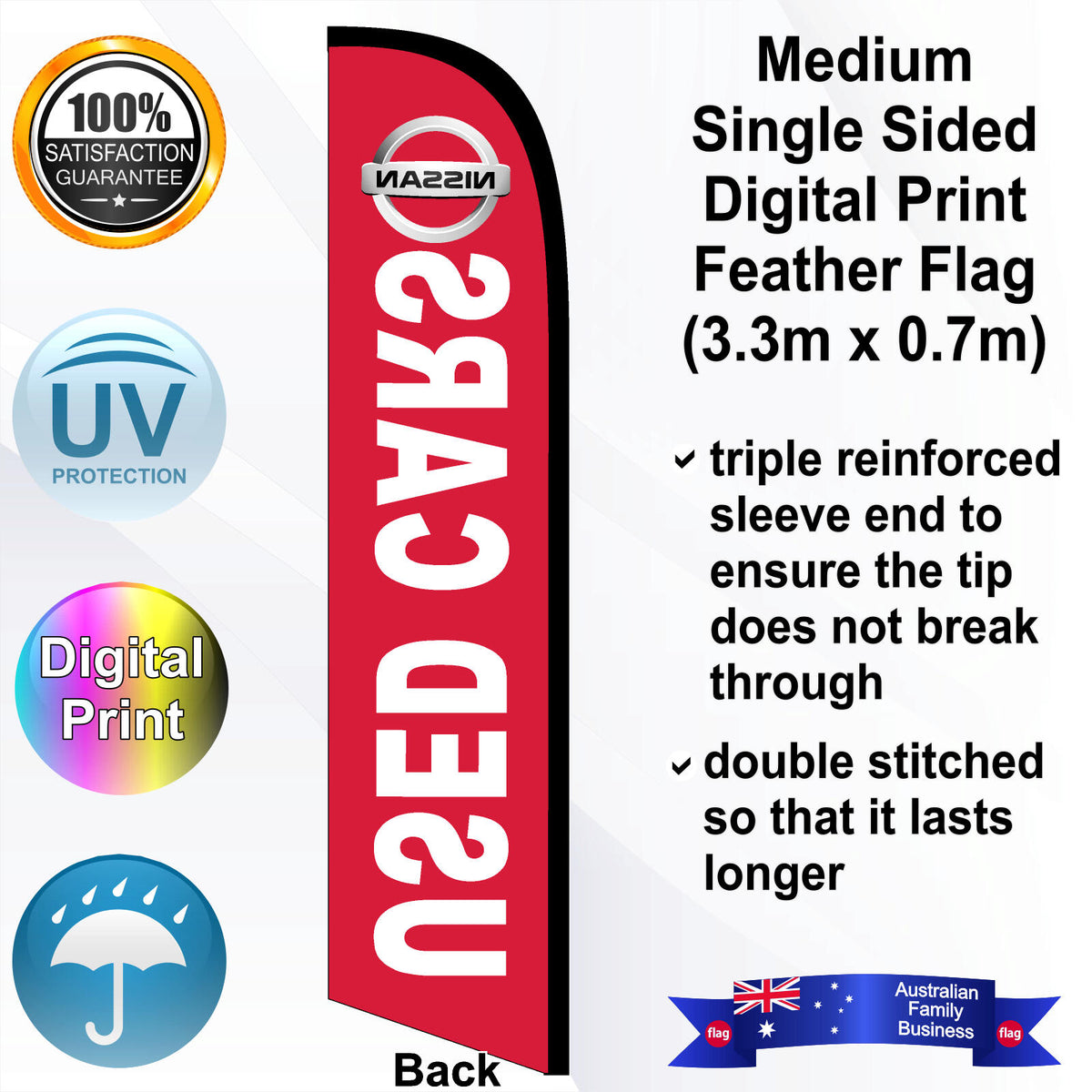NISSAN USED CARS Feather Flag - Rear