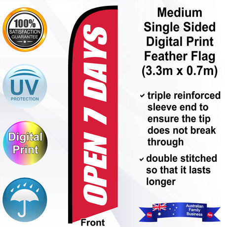 OPEN 7 DAYS Feather Flag - Front