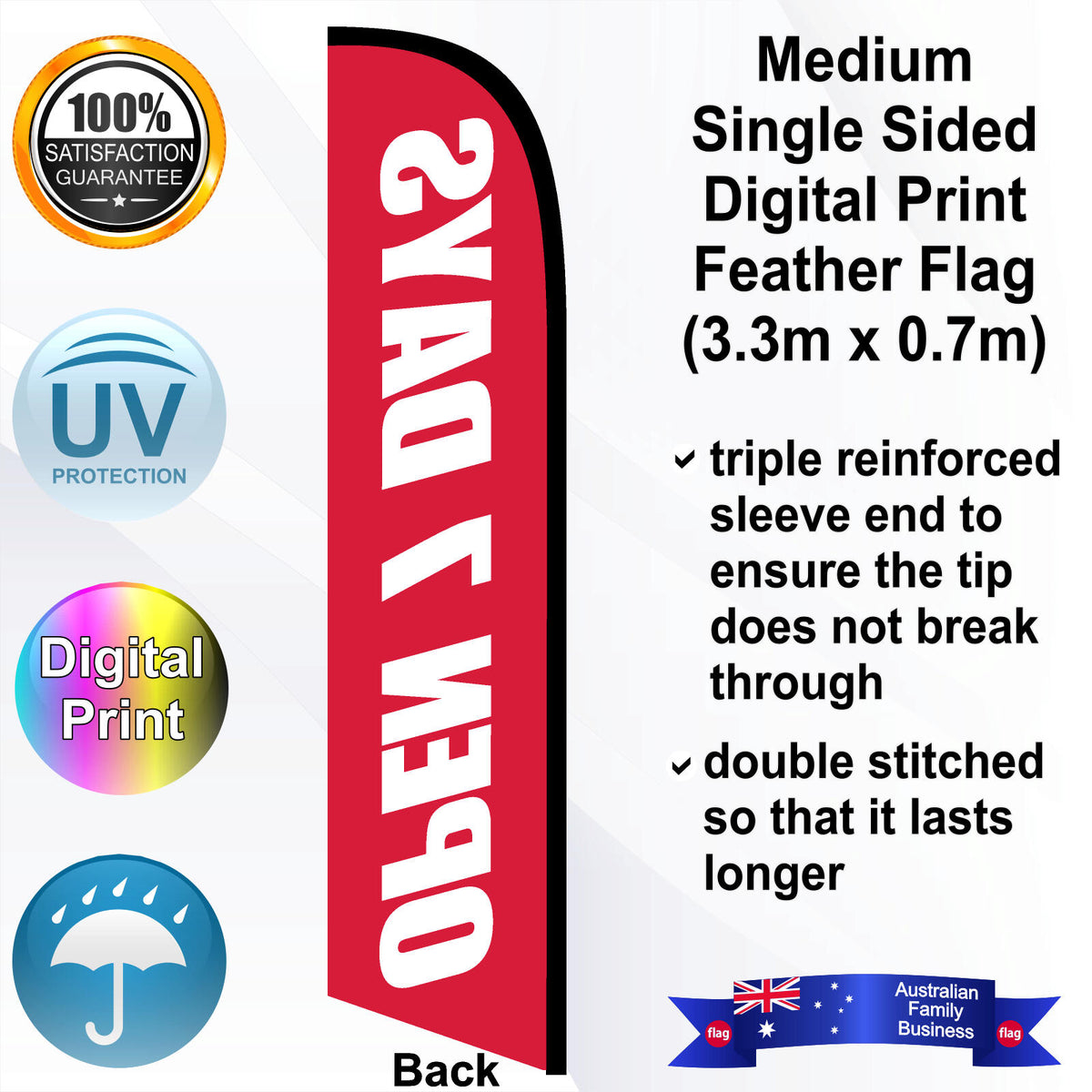 OPEN 7 DAYS Feather Flag - Rear