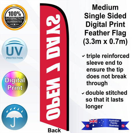 OPEN 7 DAYS Feather Flag - Rear