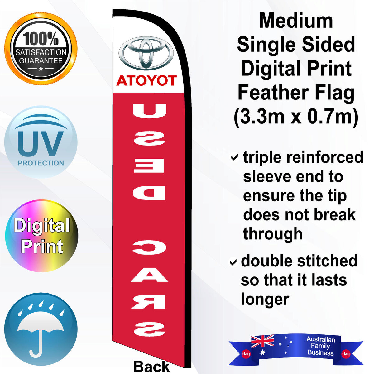 TOYOTA USED CARS Feather Flag - Rear