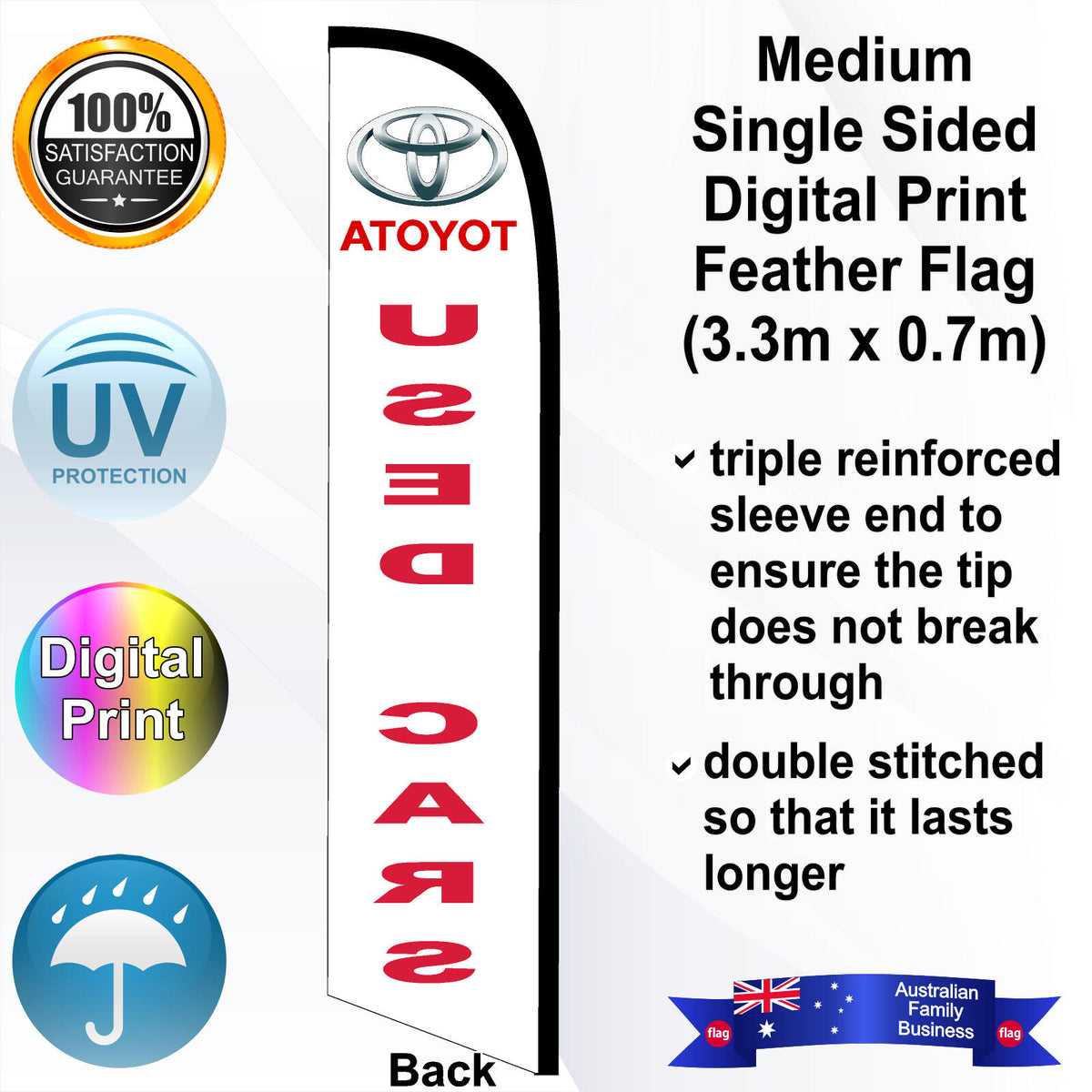 TOYOTA USED CARS Feather Flag - Rear