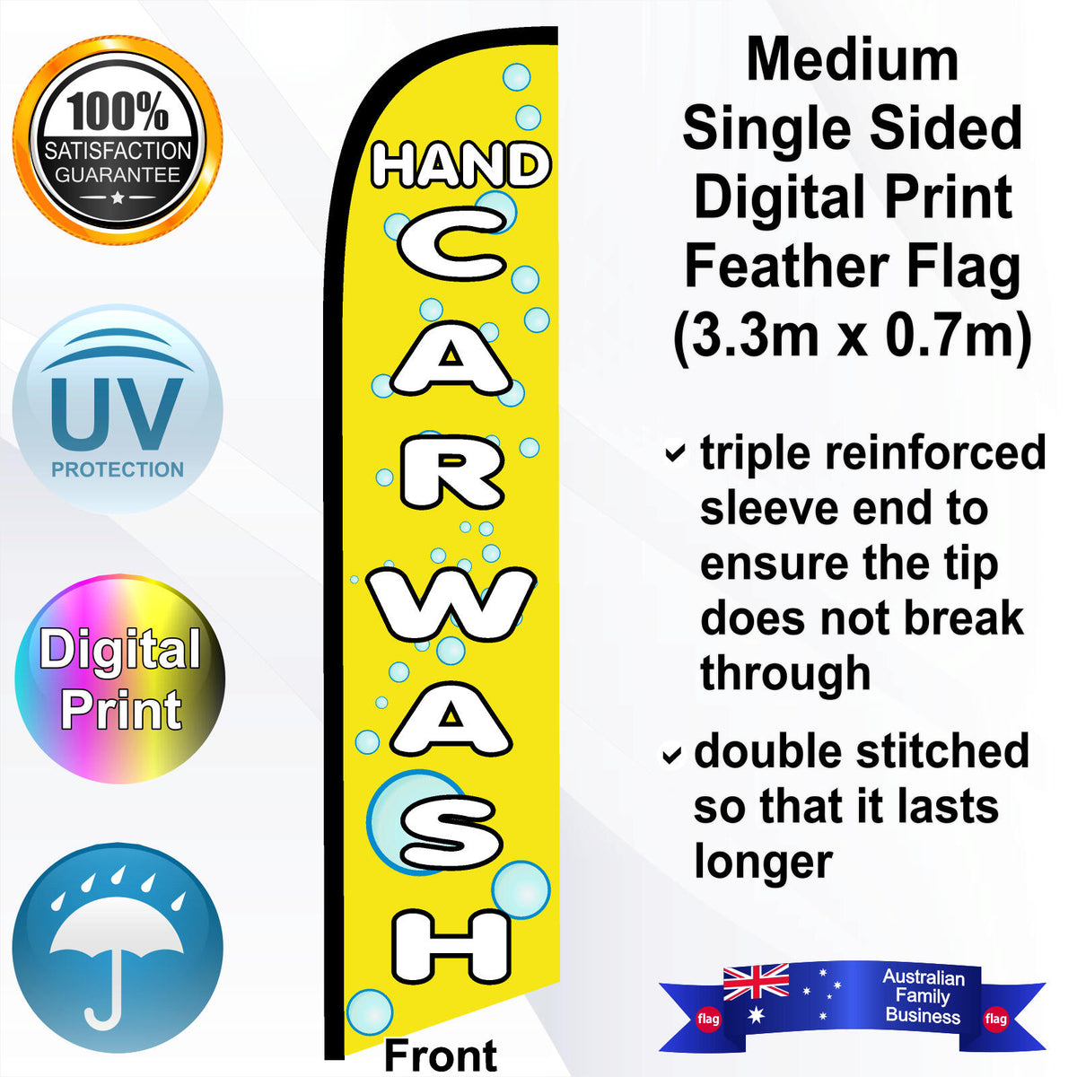 HAND CAR WASH Feather Flag - Front