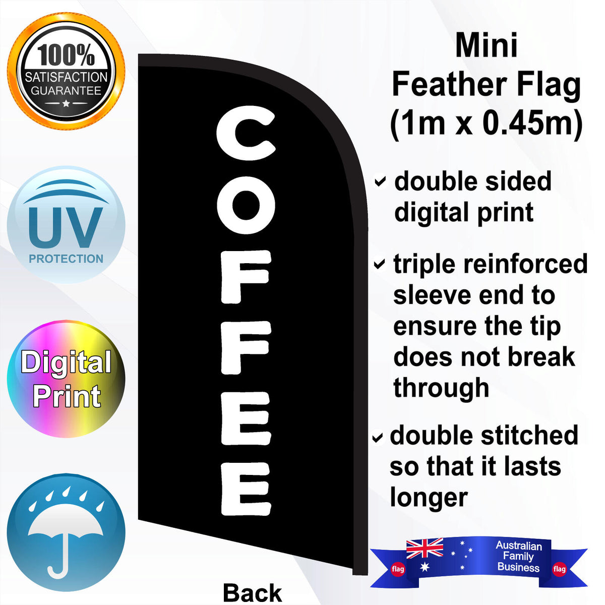 COFFEE Feather Flag - Rear