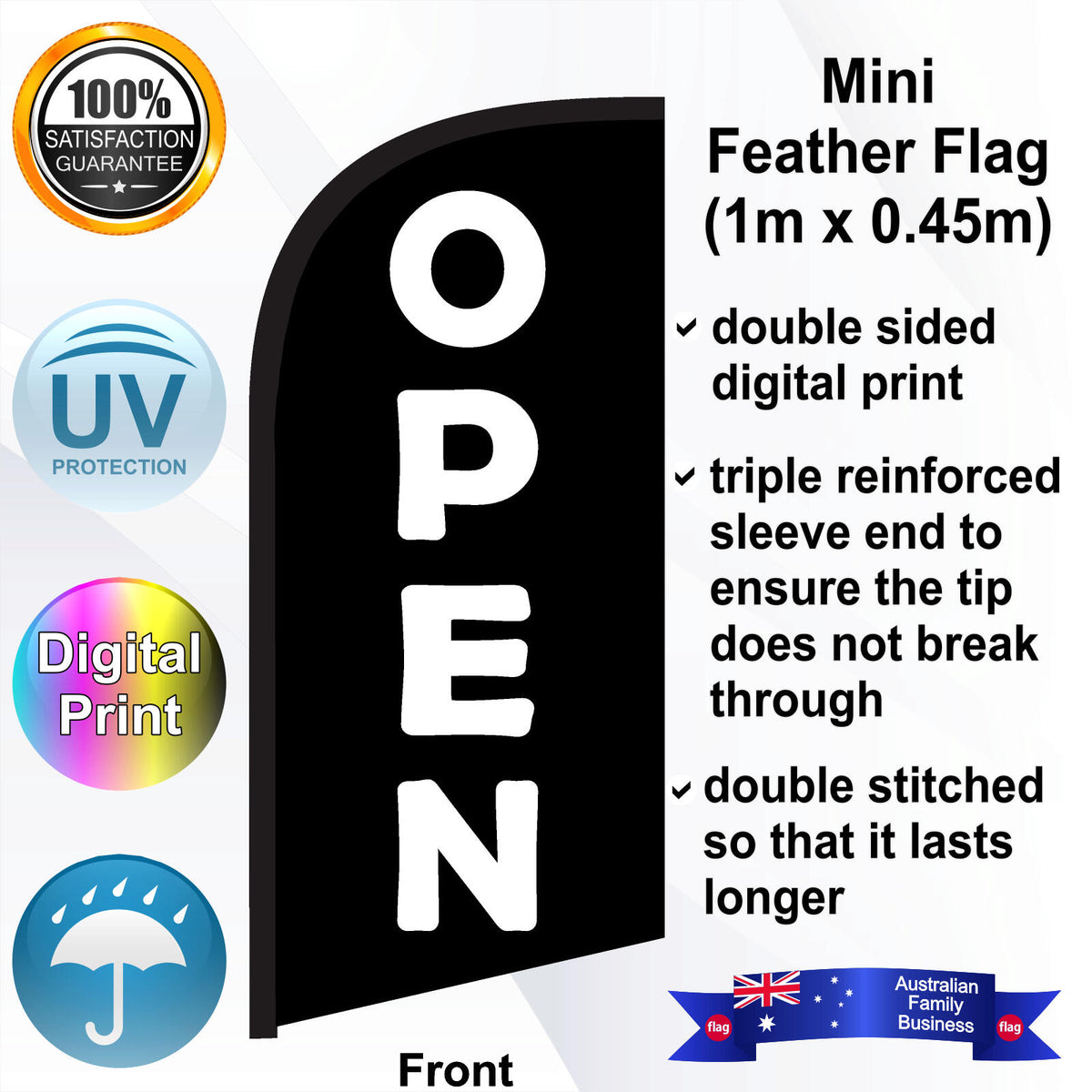 OPEN Feather Flag - Front
