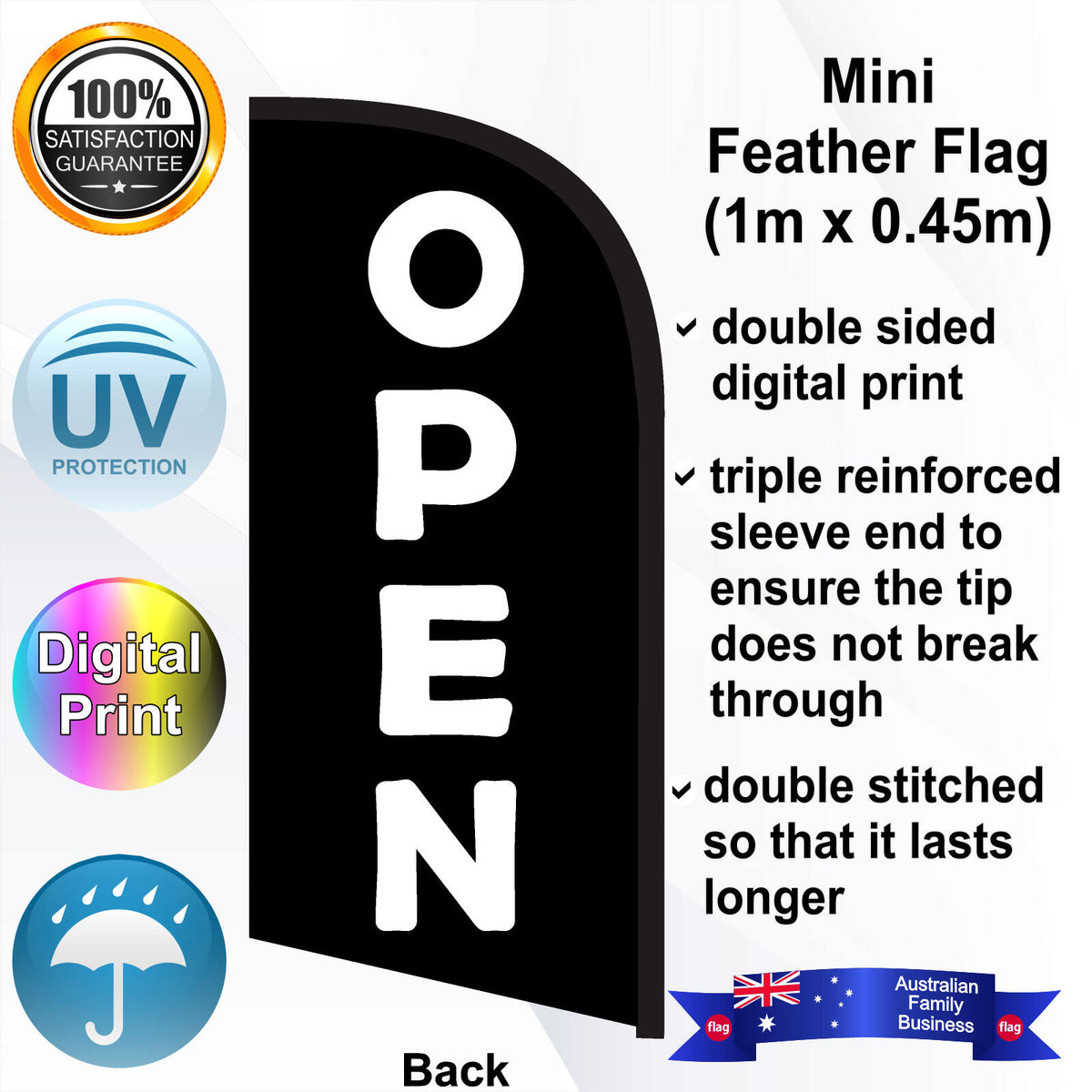 OPEN Feather Flag - Rear