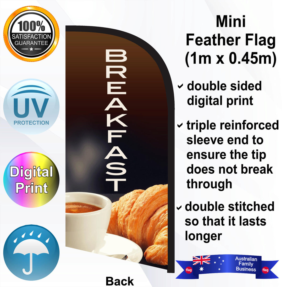 BREAKFAST Feather Flag - Rear