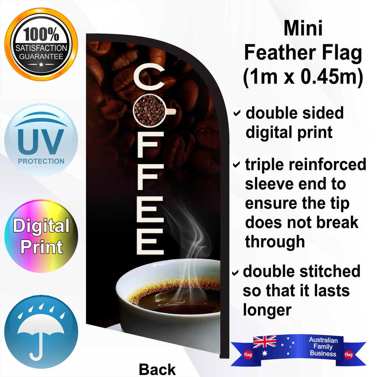 COFFEE Feather Flag - Rear