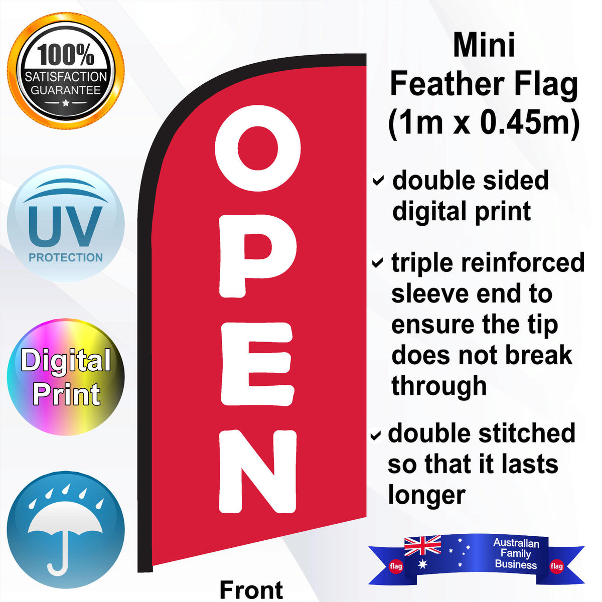 OPEN Feather Flag - Front