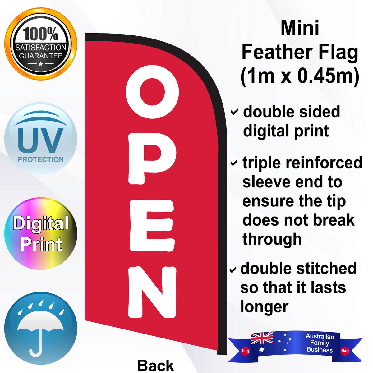 OPEN Feather Flag - Rear