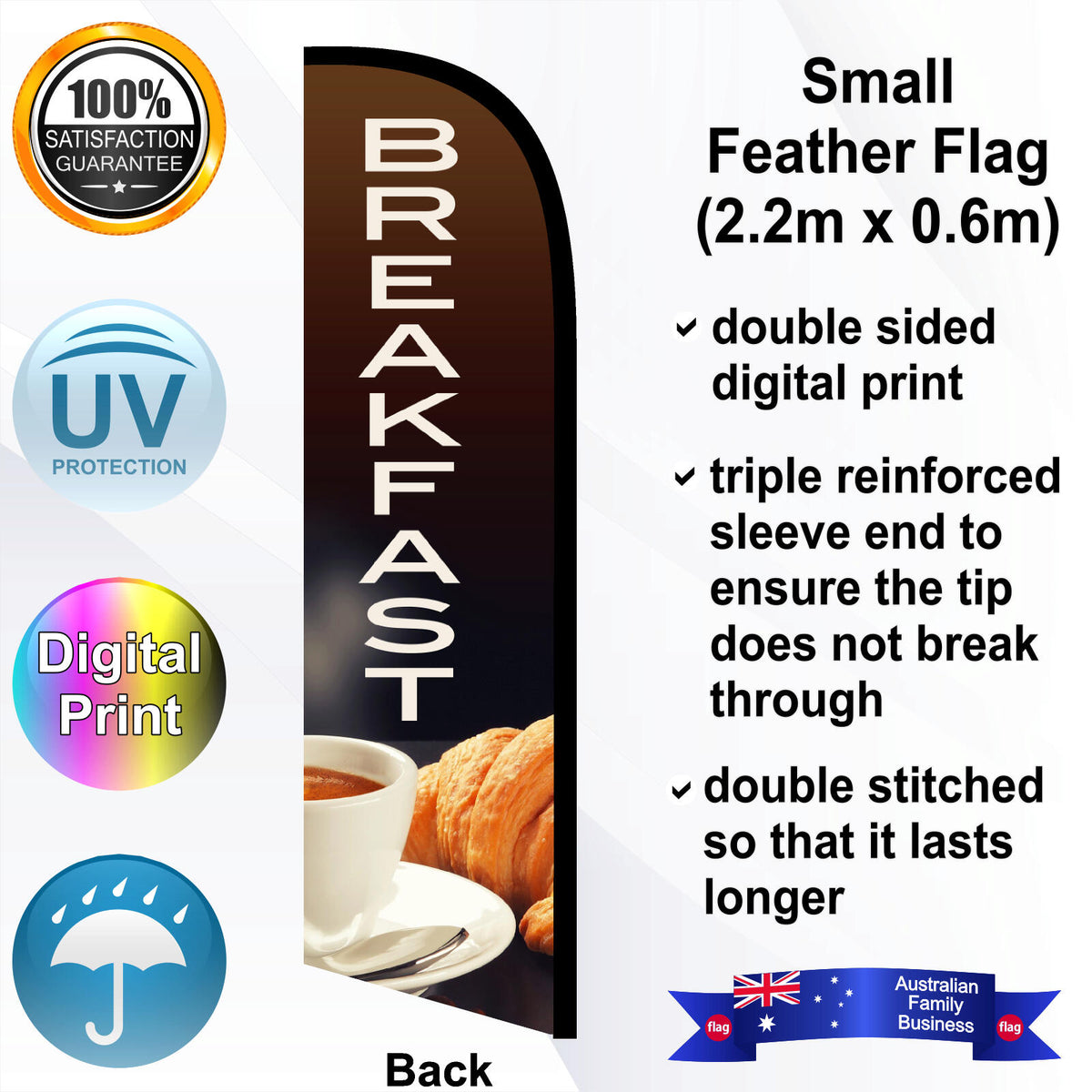 BREAKFAST Feather Flag - Rear