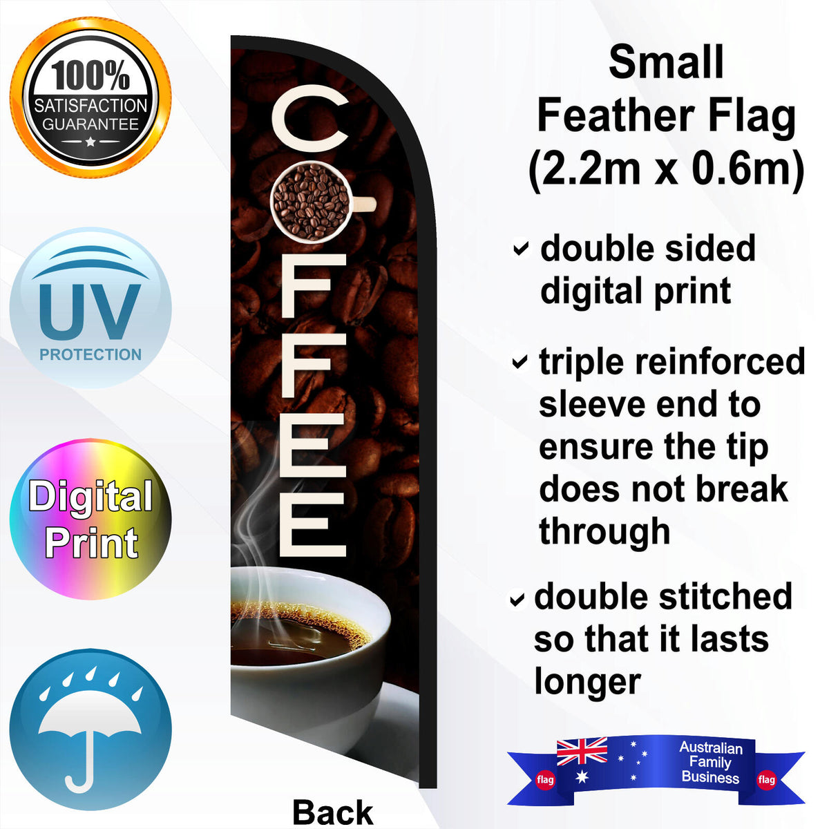 COFFEE Feather Flag - Rear