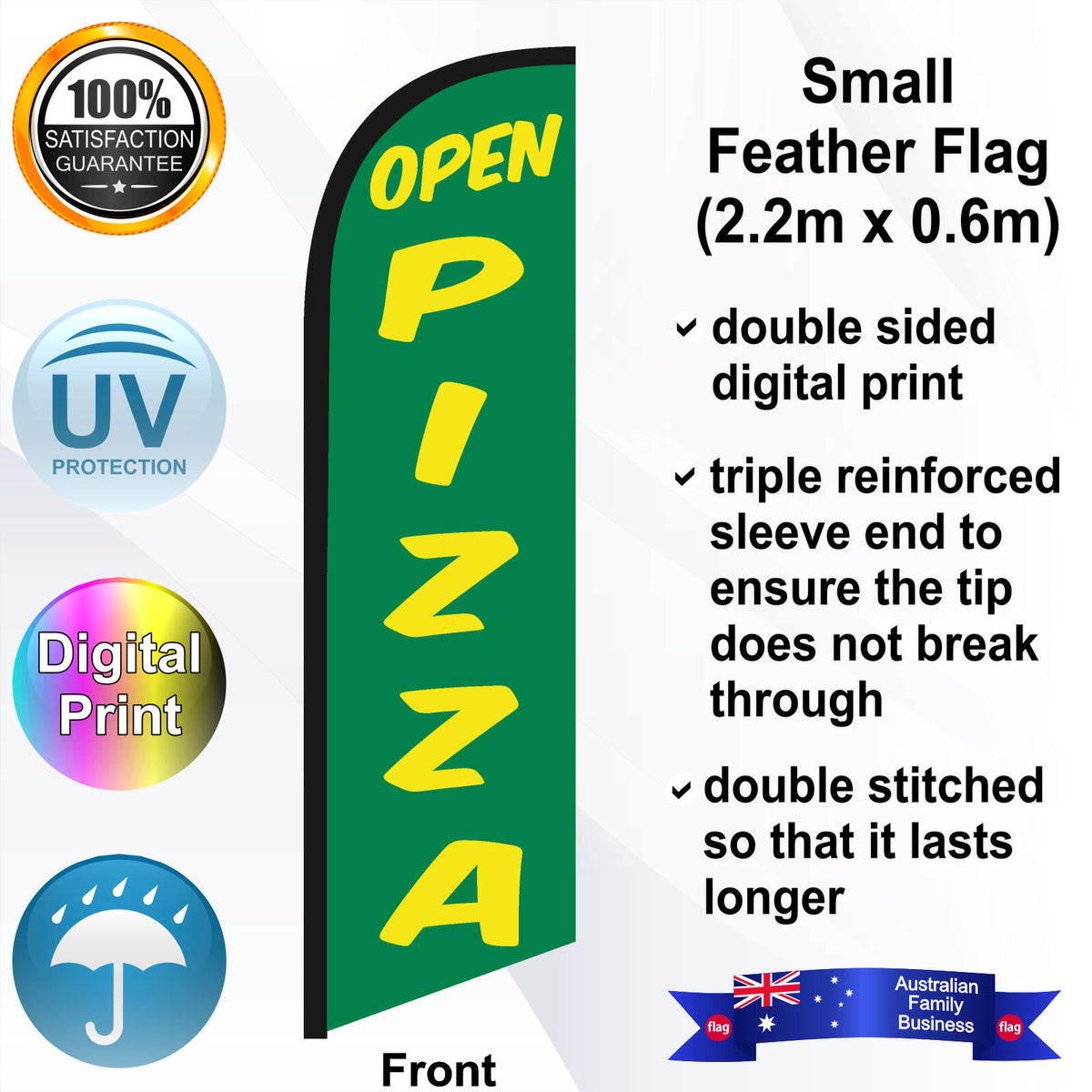 OPEN PIZZA Feather Flag - Front