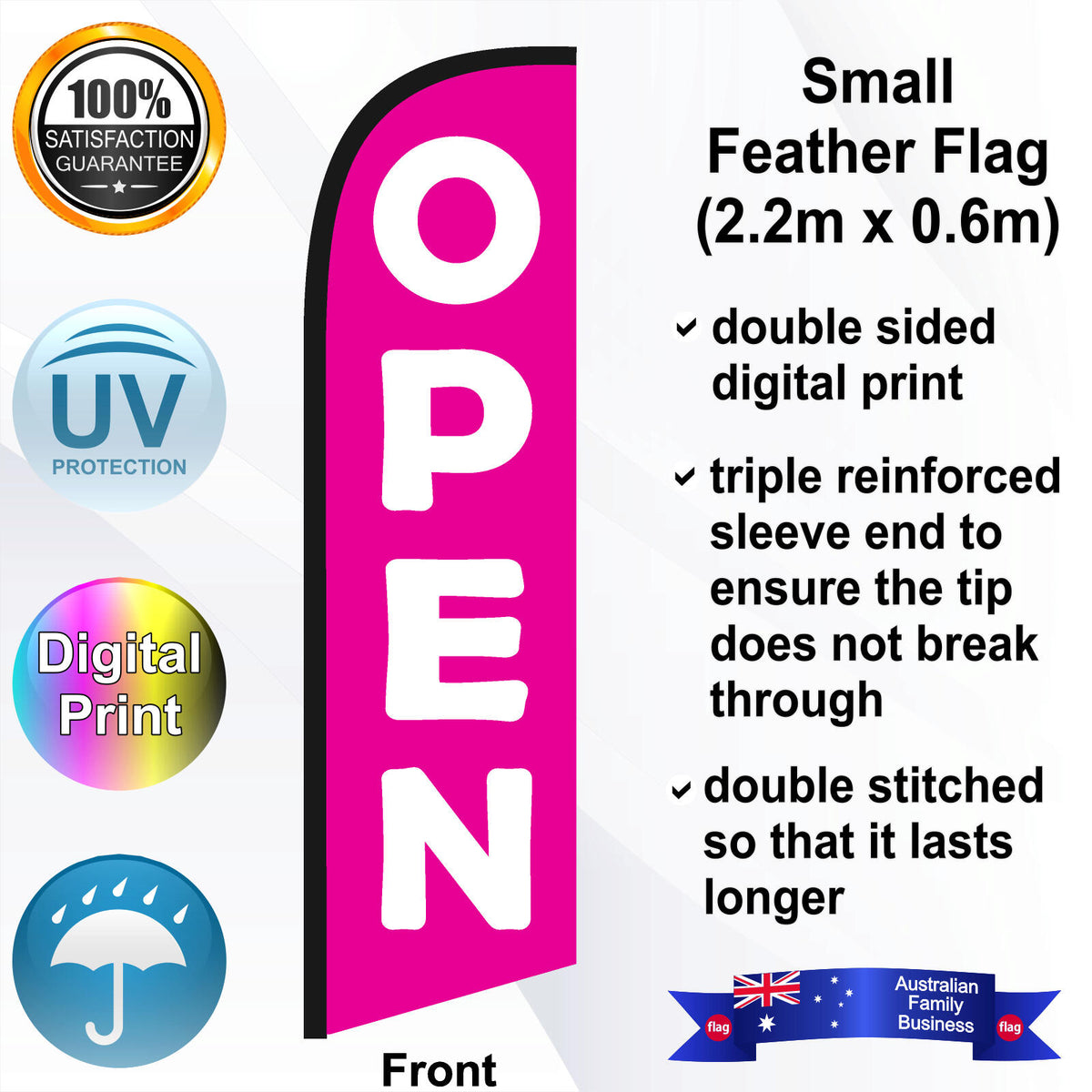 OPEN Feather Flag - Front
