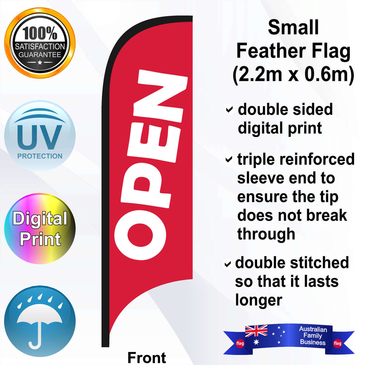 OPEN Feather Flag - Front