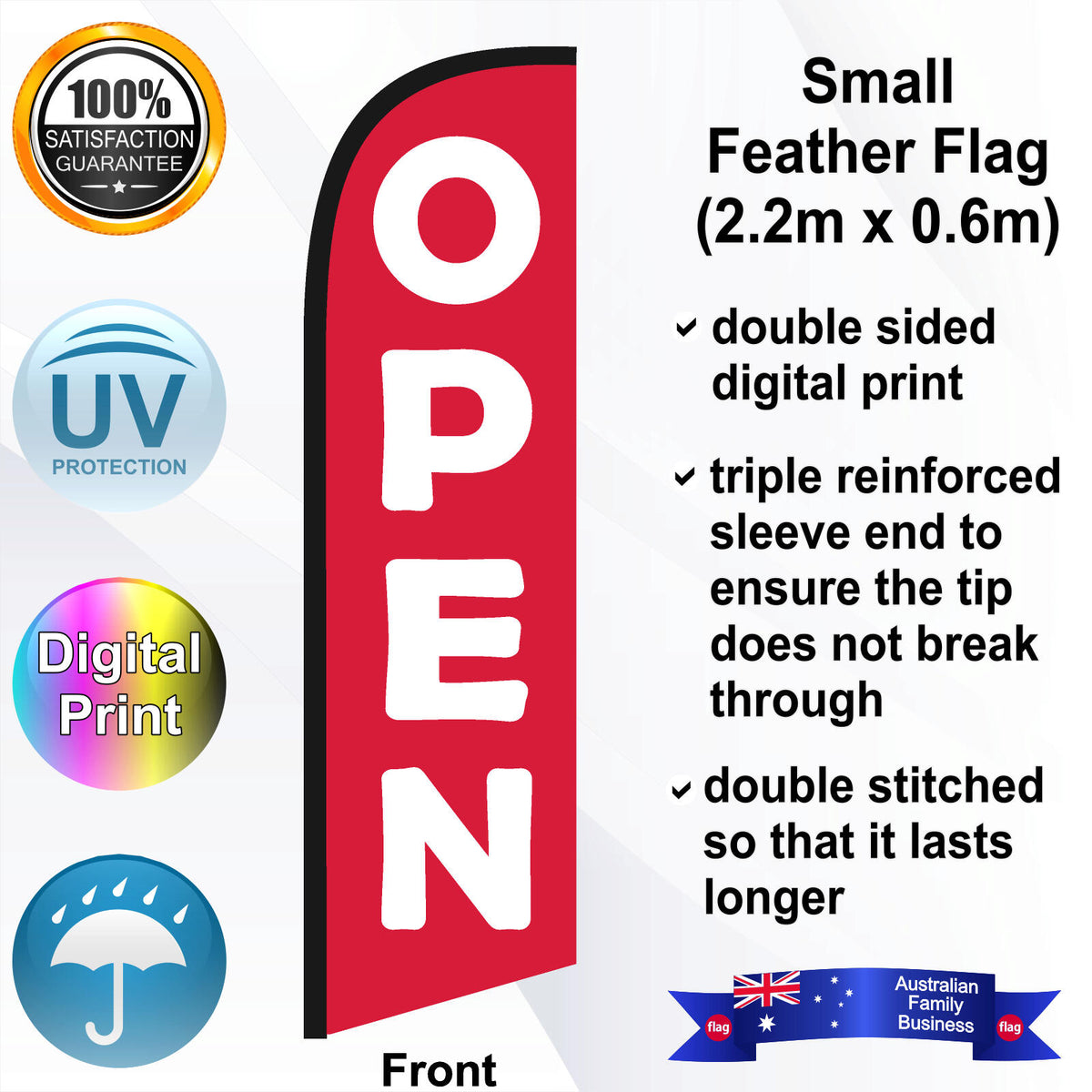 OPEN Feather Flag - Front