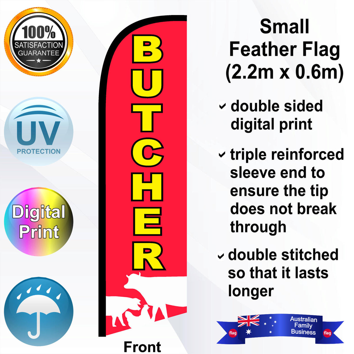 BUTCHER Feather Flag - Front