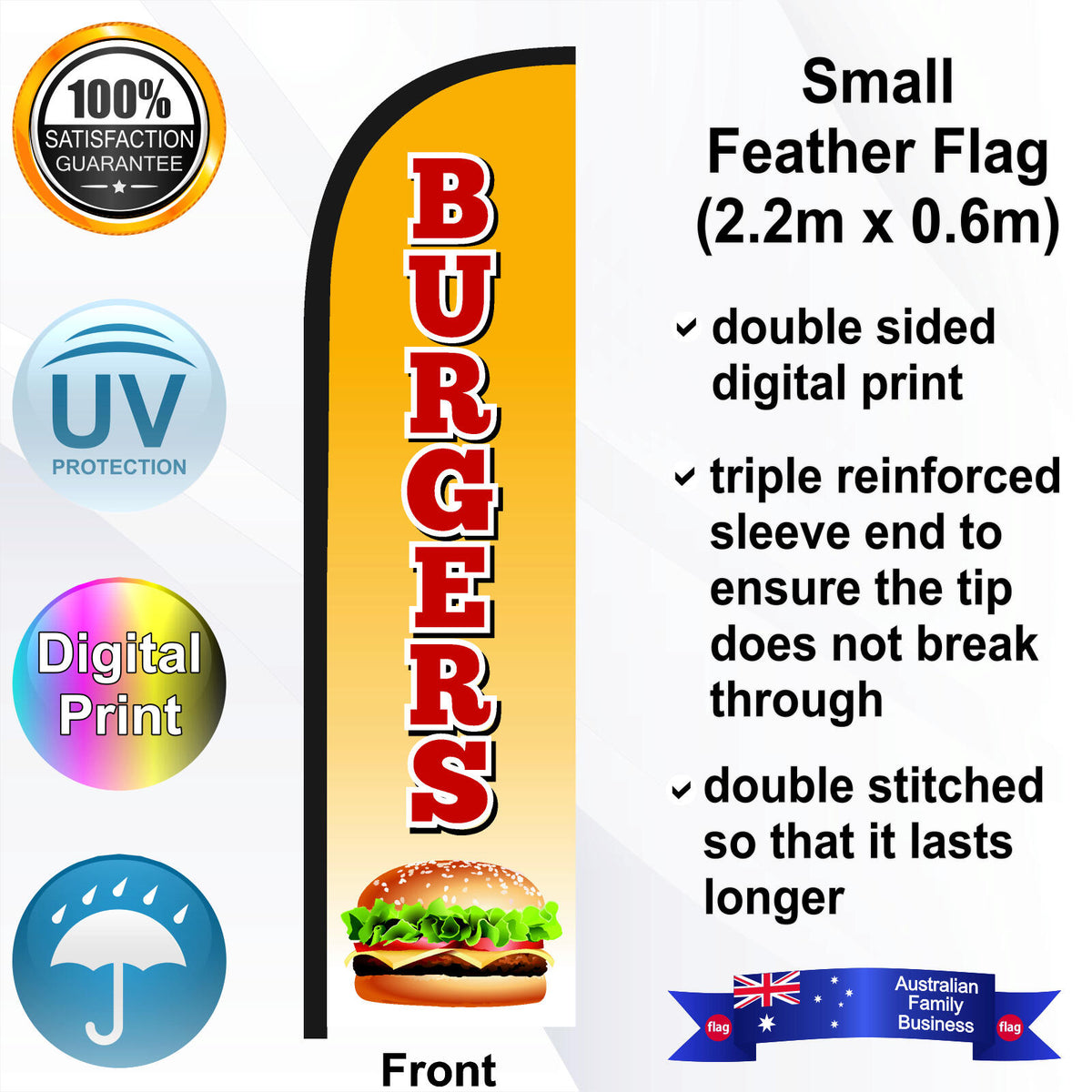 BURGERS Feather Flag - Front