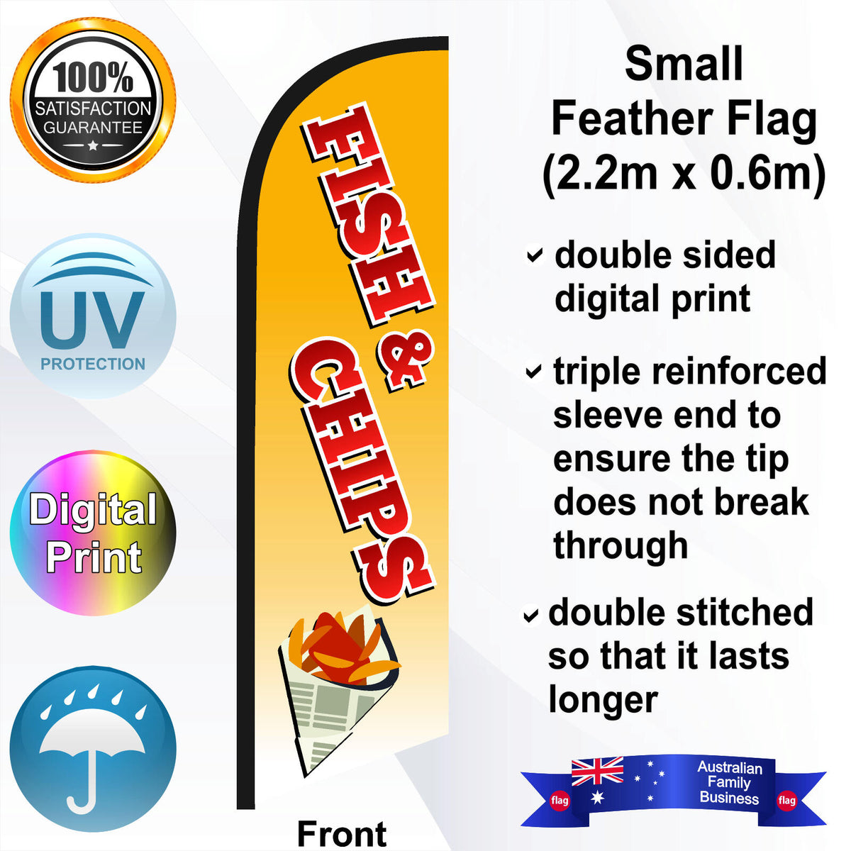 FISH AND CHIPS Feather Flag - Front