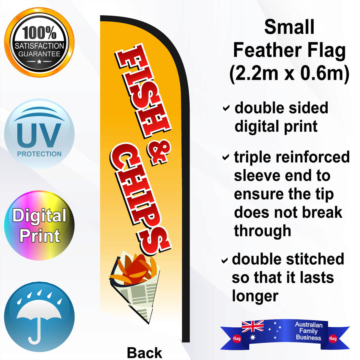 FISH AND CHIPS Feather Flag - Rear