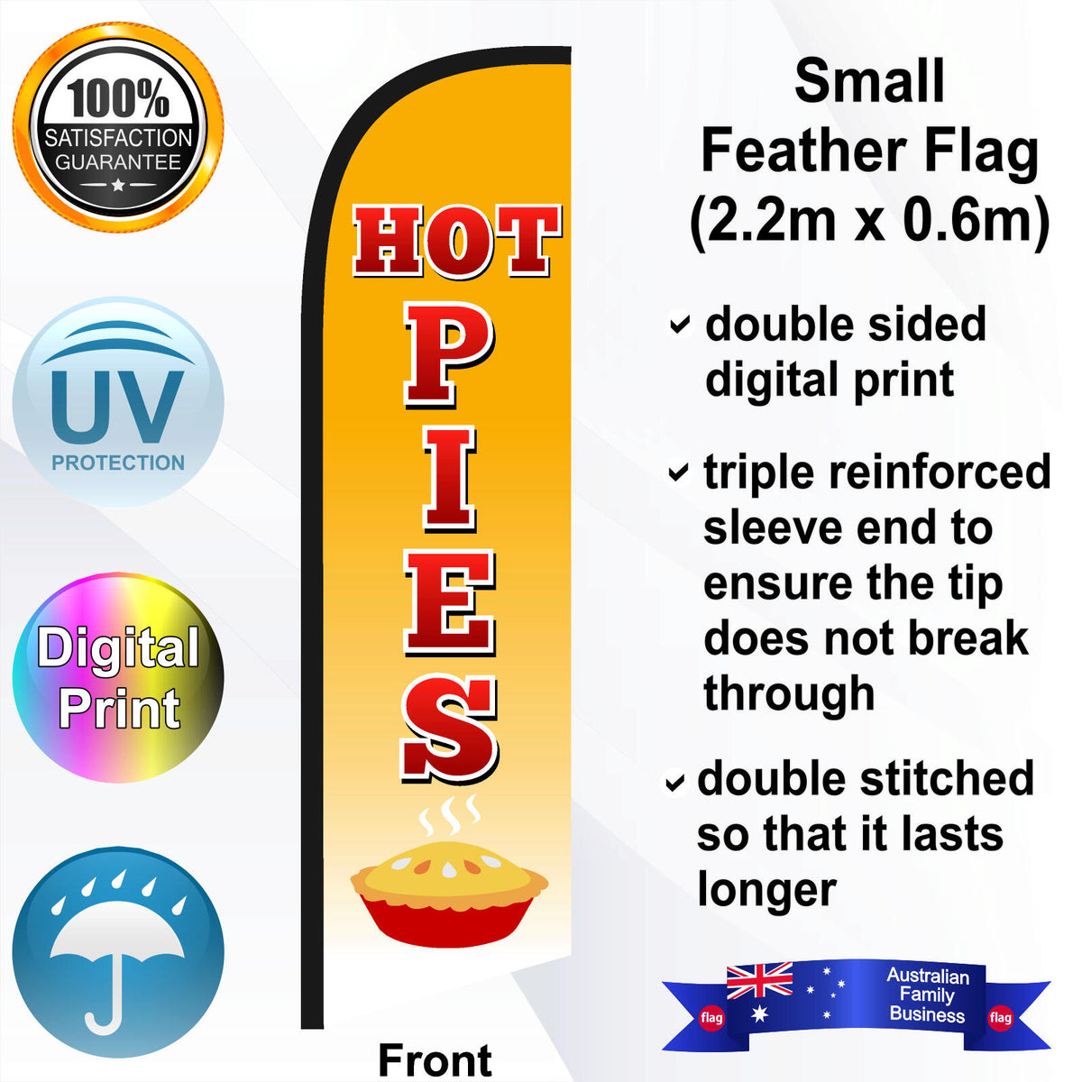 HOT PIES Feather Flag - Front